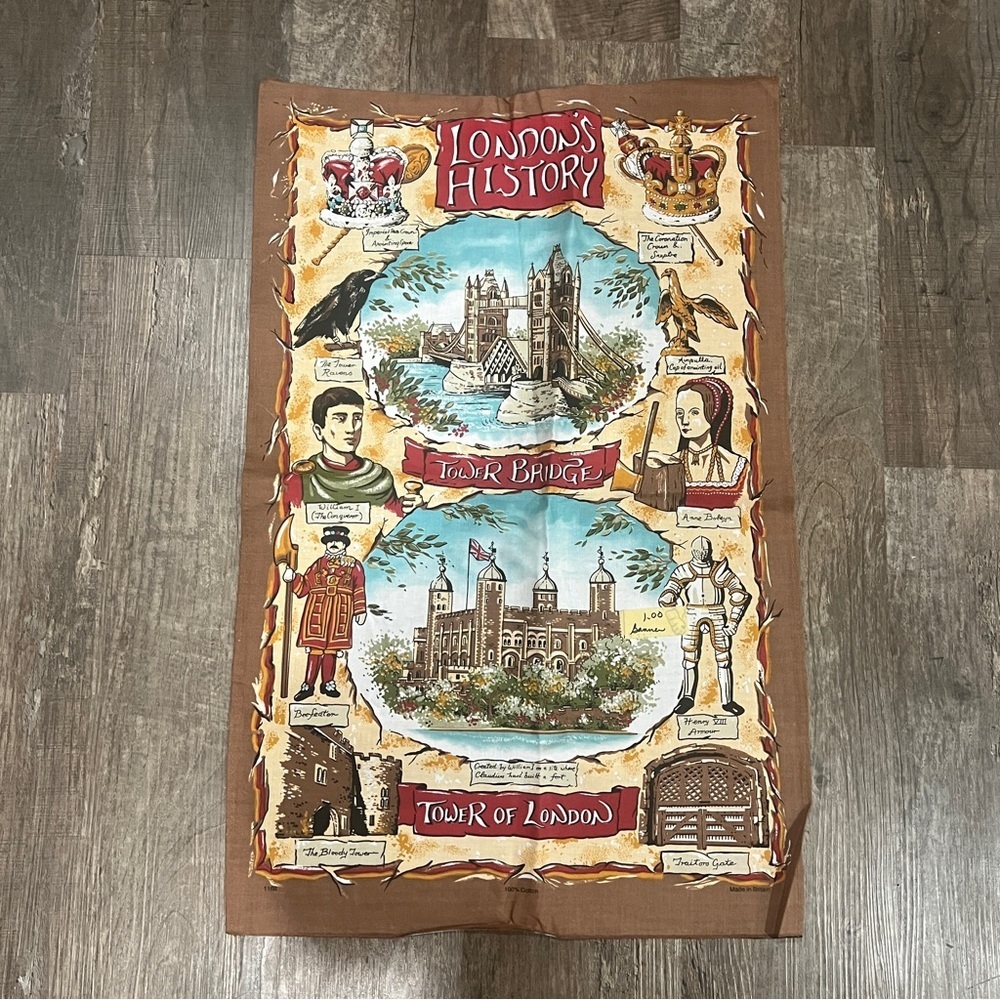 FINAL PRICE Vintage London's History Tea Towel